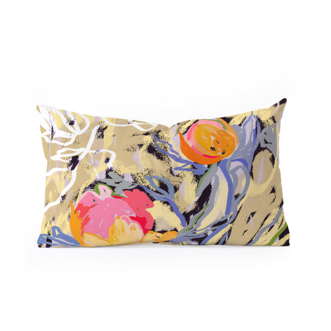 83 Oranges Blooms in The Butter Forest Oblong Throw Pillow