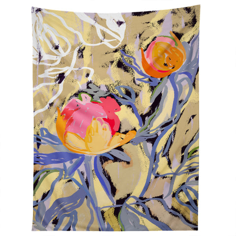 83 Oranges Blooms in The Butter Forest Tapestry