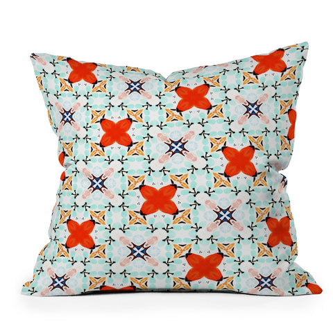 83 Oranges Blue Mint and Red Pop Outdoor Throw Pillow