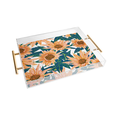 83 Oranges Blush Sunflowers Acrylic Tray