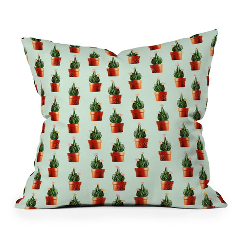 83 Oranges Cactus Pots Outdoor Throw Pillow