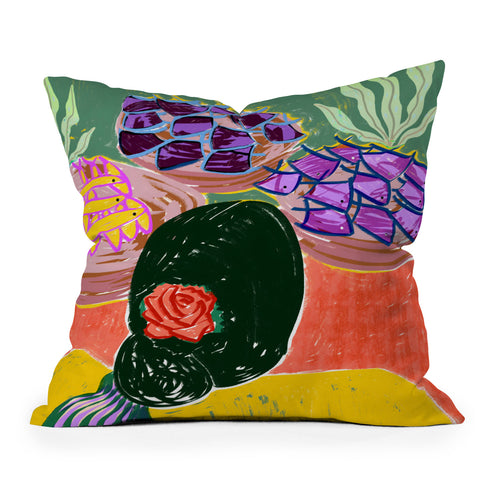 83 Oranges Fish Market Throw Pillow