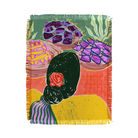 83 Oranges Fish Market Throw Blanket