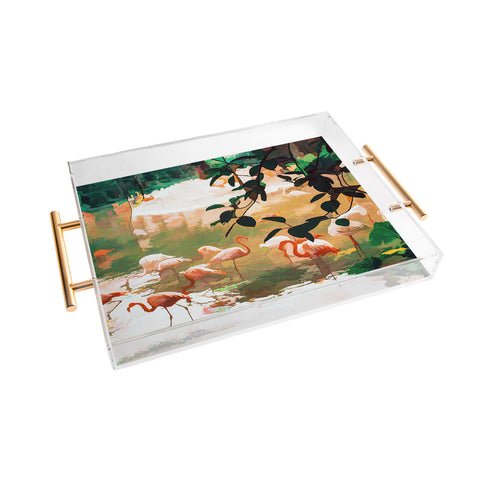 83 Oranges Flamingo Sighting Jungle Nature Acrylic Tray