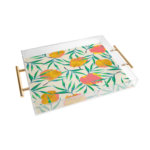 83 Oranges Floral Blush Gold Acrylic Tray