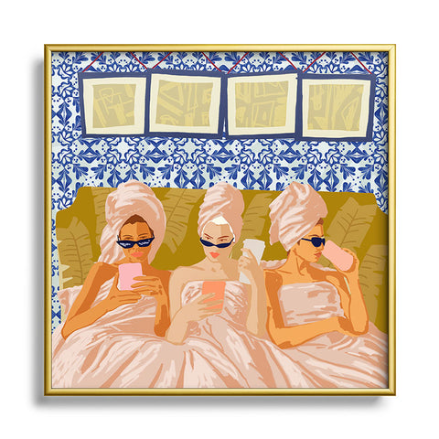 83 Oranges Ladies Only Club Square Metal Framed Art Print