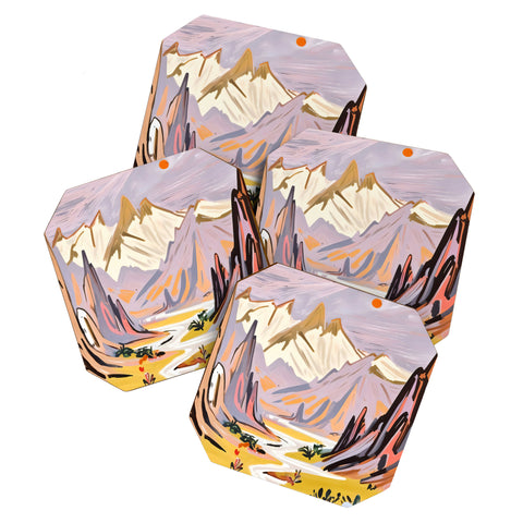83 Oranges Lavender Mountains Coaster Set