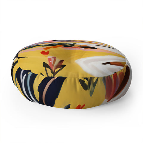 83 Oranges Lavender Mountains Floor Pillow Round