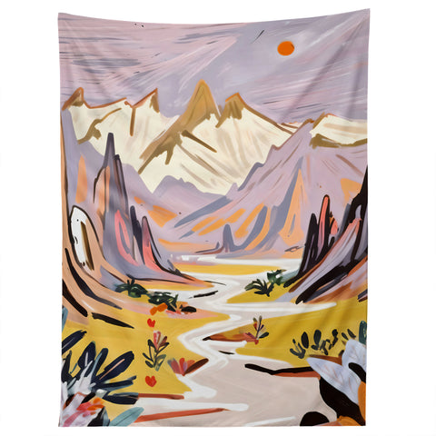 83 Oranges Lavender Mountains Tapestry