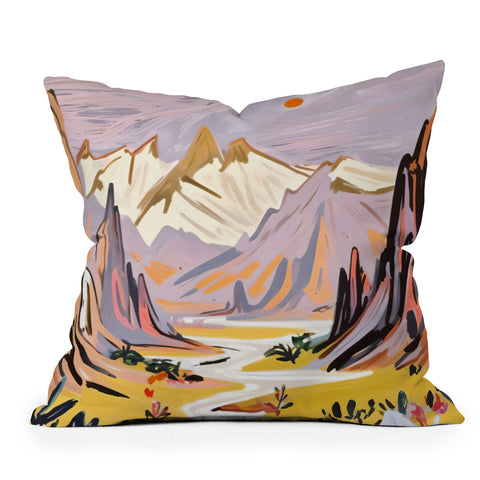83 Oranges Lavender Mountains Throw Pillow