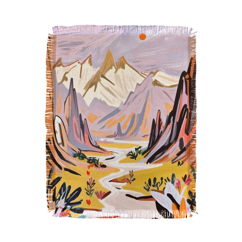 83 Oranges Lavender Mountains Throw Blanket