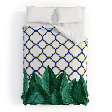 83 Oranges Leaves And Tiles Duvet Cover