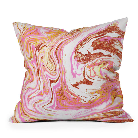 83 Oranges Marble and Rose Gold Dust Outdoor Throw Pillow