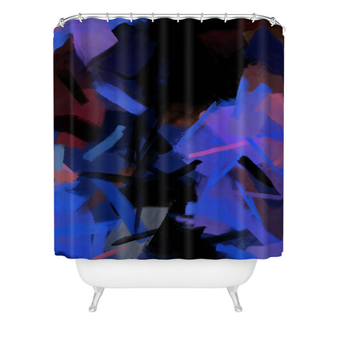 83 Oranges Midnight Sparks Shower Curtain