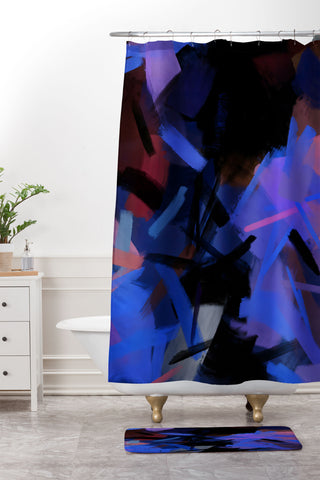 83 Oranges Midnight Sparks Shower Curtain And Mat