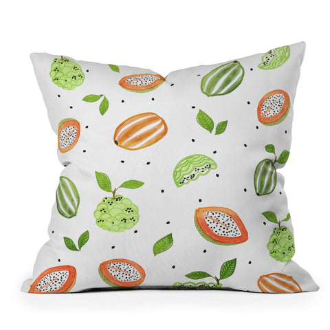 83 Oranges Papaya And Custard Apple Outdoor Throw Pillow