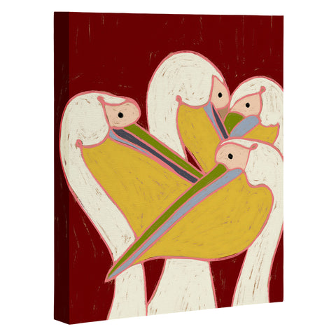 83 Oranges Pelicans Of The Burgundy Sky Art Canvas