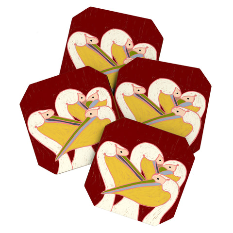 83 Oranges Pelicans Of The Burgundy Sky Coaster Set