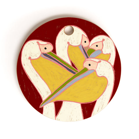 83 Oranges Pelicans Of The Burgundy Sky Cutting Board Round