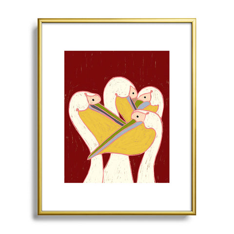 83 Oranges Pelicans Of The Burgundy Sky Metal Framed Art Print