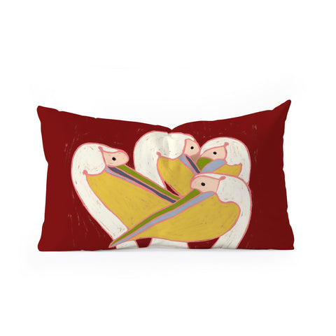 83 Oranges Pelicans Of The Burgundy Sky Oblong Throw Pillow