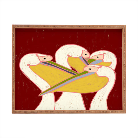 83 Oranges Pelicans Of The Burgundy Sky Rectangular Tray