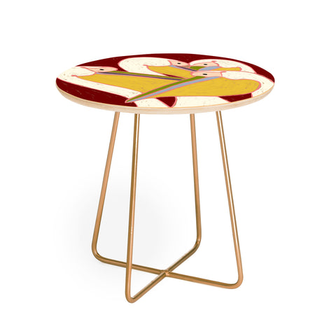 83 Oranges Pelicans Of The Burgundy Sky Round Side Table