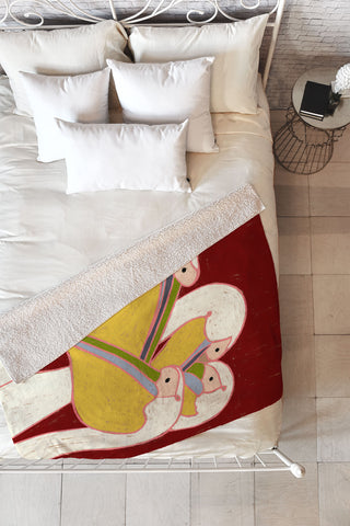 83 Oranges Pelicans Of The Burgundy Sky Fleece Throw Blanket