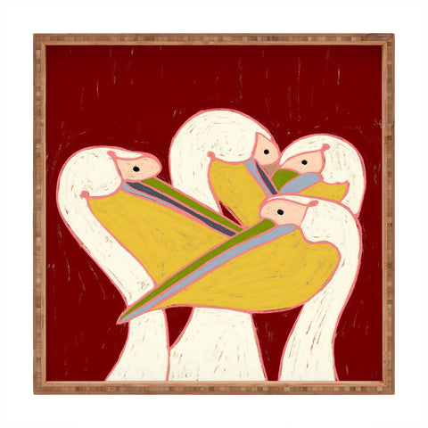 83 Oranges Pelicans Of The Burgundy Sky Square Tray