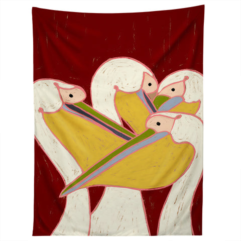 83 Oranges Pelicans Of The Burgundy Sky Tapestry