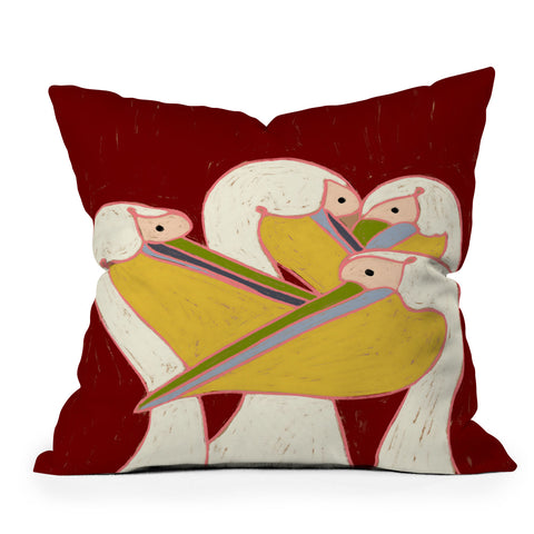 83 Oranges Pelicans Of The Burgundy Sky Throw Pillow