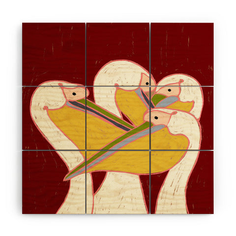 83 Oranges Pelicans Of The Burgundy Sky Wood Wall Mural