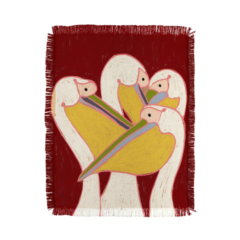 83 Oranges Pelicans Of The Burgundy Sky Throw Blanket