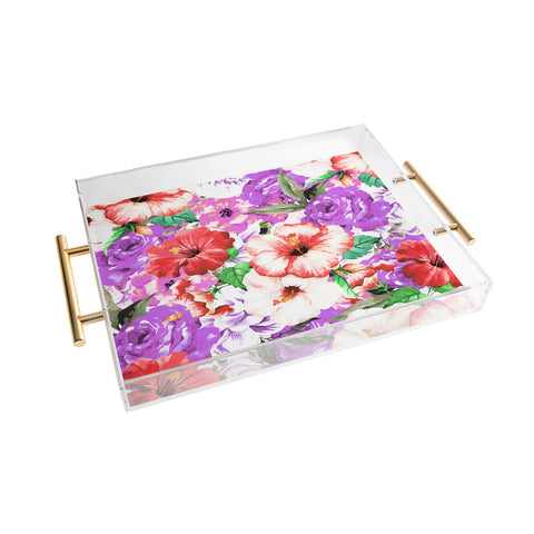83 Oranges Purple Floral Acrylic Tray