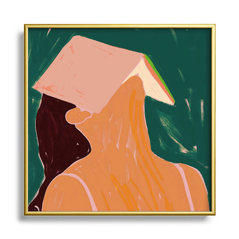 83 Oranges Reading Between The Lines Square Metal Framed Art Print