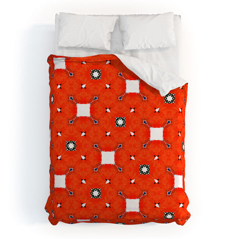 83 Oranges Red Poppies Pattern Duvet Cover
