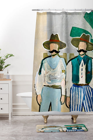 83 Oranges Side By Side Cowboy Edition Shower Curtain And Mat
