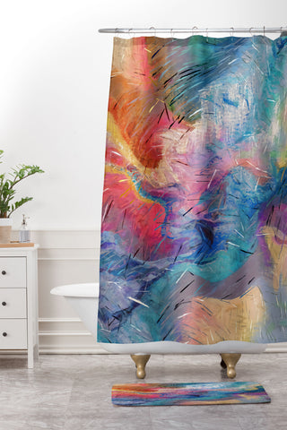 83 Oranges Soul Driven Abstraction Shower Curtain And Mat