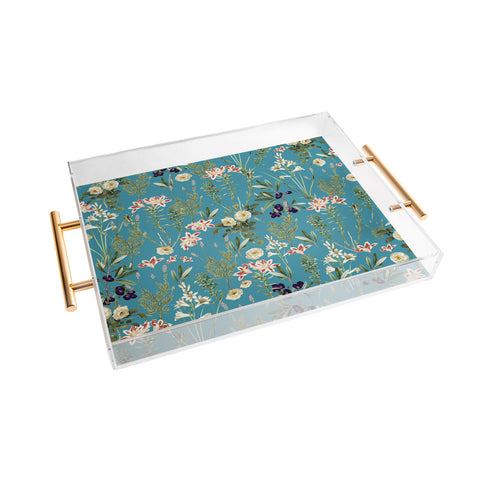 83 Oranges Teal Botanical Garden Acrylic Tray