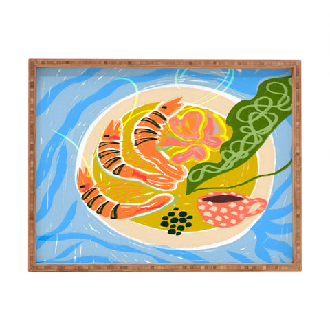 83 Oranges Tiger Prawns Shrimp Rectangular Tray