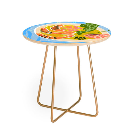 83 Oranges Tiger Prawns Shrimp Round Side Table