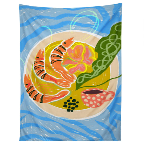 83 Oranges Tiger Prawns Shrimp Tapestry