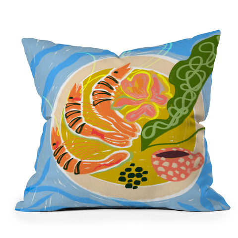83 Oranges Tiger Prawns Shrimp Throw Pillow