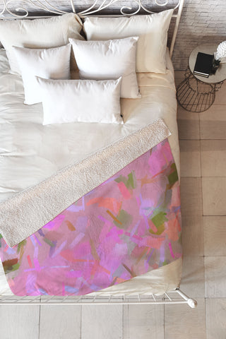 83 Oranges Whispers In Pink Fleece Throw Blanket