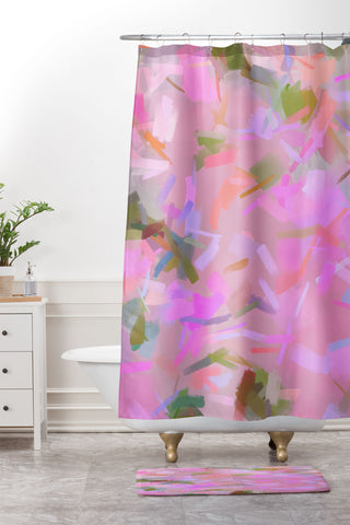 83 Oranges Whispers In Pink Shower Curtain And Mat