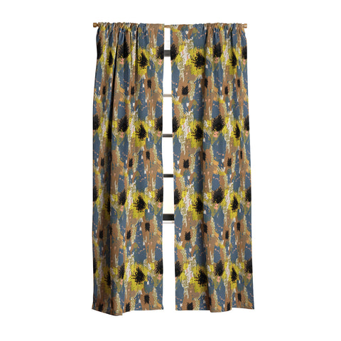 83 Oranges Yellow Ochre Florals Blackout Window Curtain