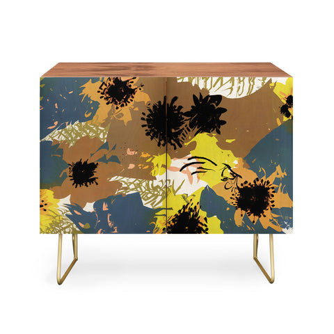 83 Oranges Yellow Ochre Florals Credenza