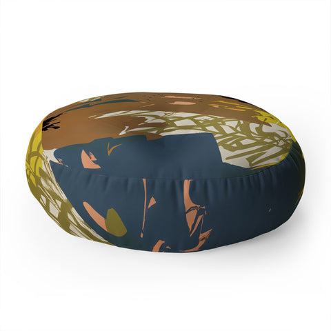 83 Oranges Yellow Ochre Florals Floor Pillow Round