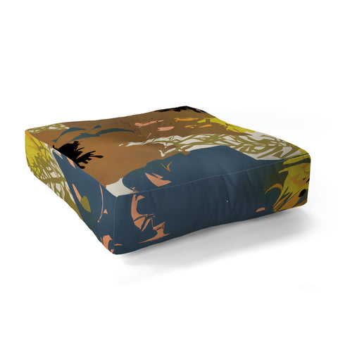 83 Oranges Yellow Ochre Florals Floor Pillow Square