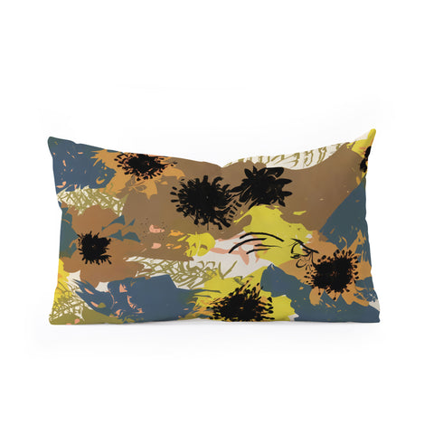 83 Oranges Yellow Ochre Florals Oblong Throw Pillow